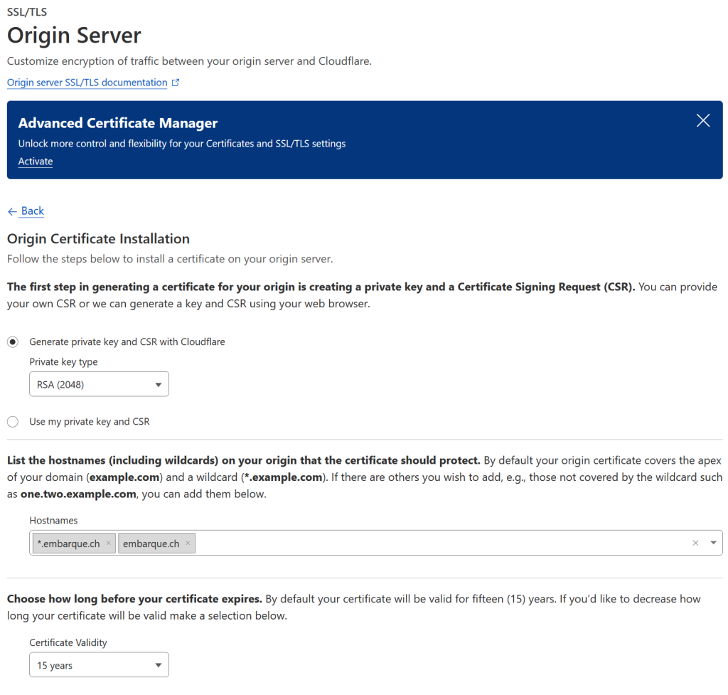 CloudFlare setup - Origin Server